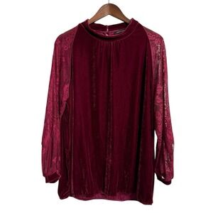 John Mark top women's XL elegant stretch velour velvet whimsigoth romantic lace